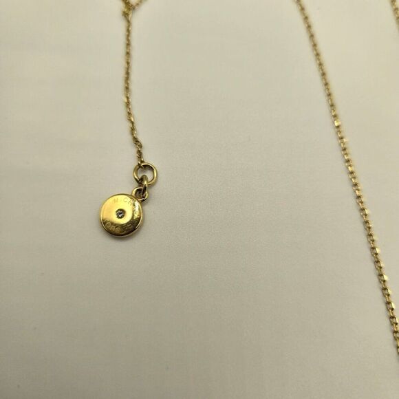 Michael Kors Gold Tone Pave Monogram Mother of Pearl Necklace - Picture 5 of 7